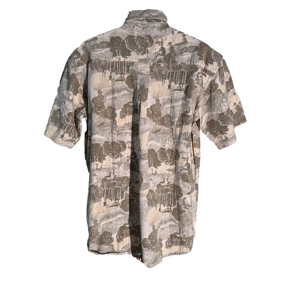 STATIC Outdoor Gear Short Sleeve Button Down Hawaiian Shirt Brown Medium - Picture 3 of 5